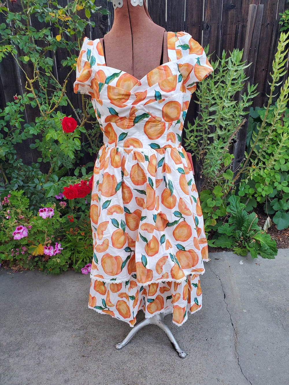 Ivy City Co White Midi Dress with Orange Fruit Print